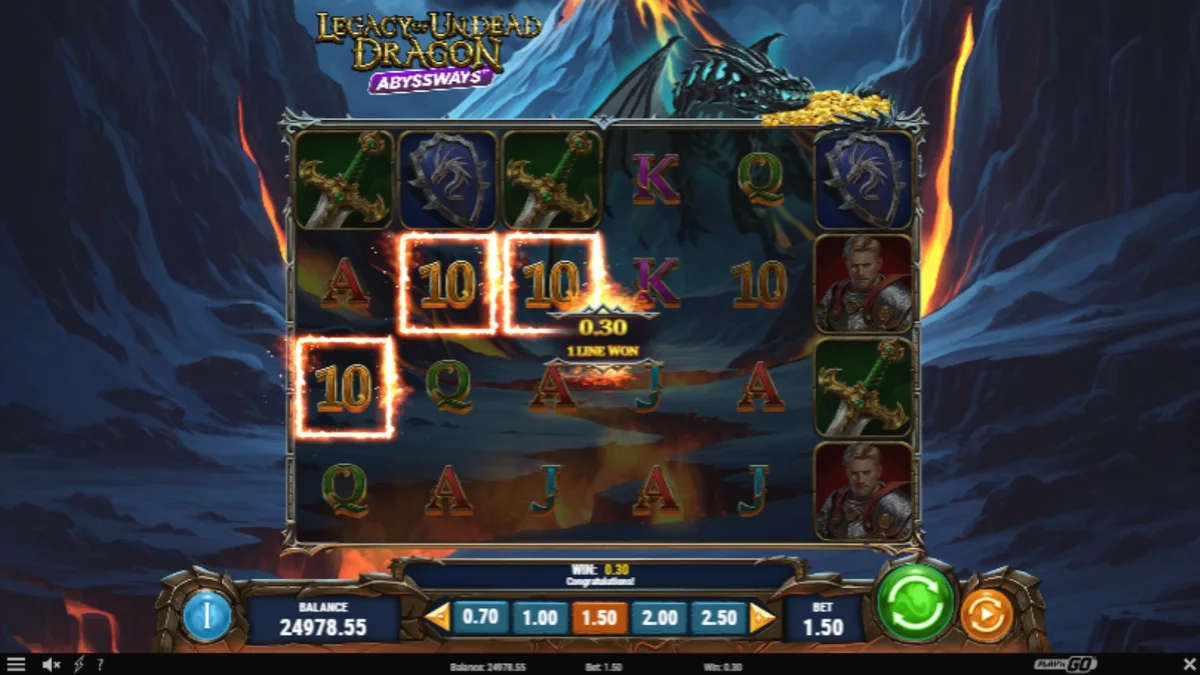 Tampilan visual naga fantasi gelap dalam slot Legacy of Undead Dragon Abyssways